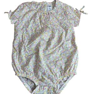 SALE OshKosh B'gosh‎ Baby Girl 12m Floral Bubble Romper Short Sleeve Tie Sleeve